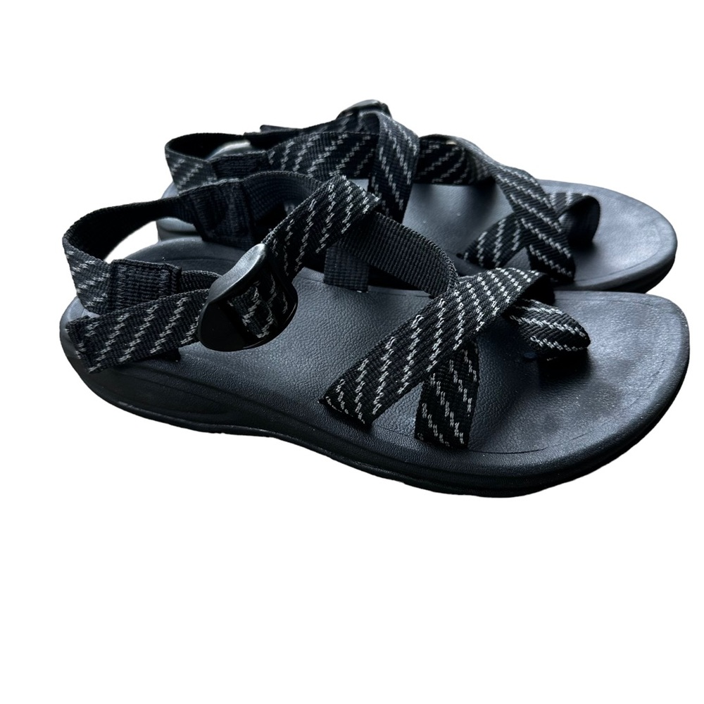 Madden Girl Strappy Black Striped Mule Sandals Slides  Size 6